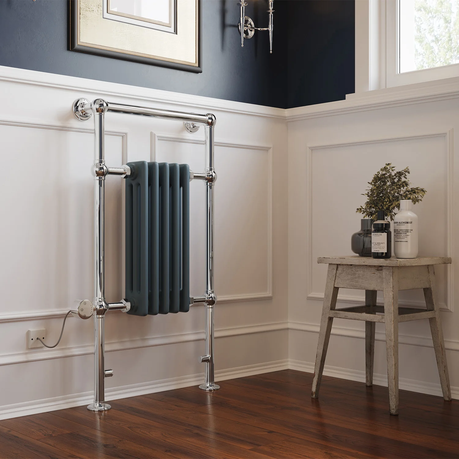 Adisham - Anthracite Traditional Electric Towel Rail H963mm x W538mm 400w Thermostatic - Image 3