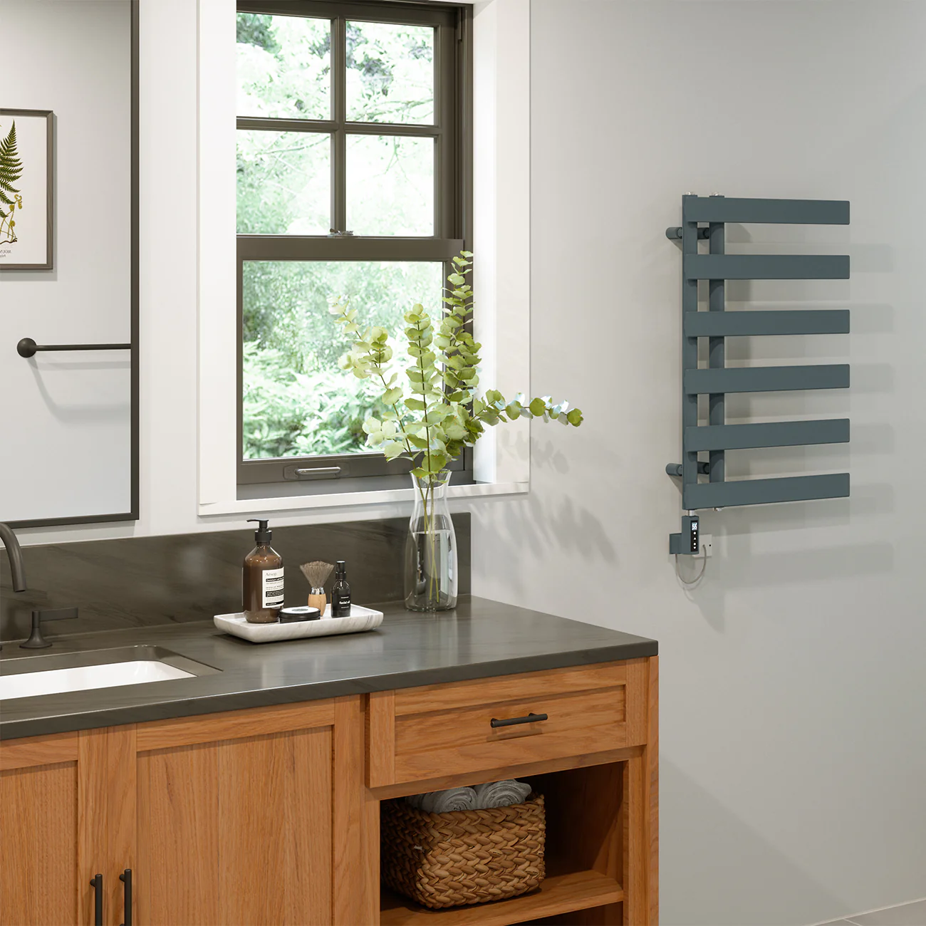 Agar - Anthracite Electric Towel Rail H748mm x W500mm 300w Thermostatic WIFI - Image 3