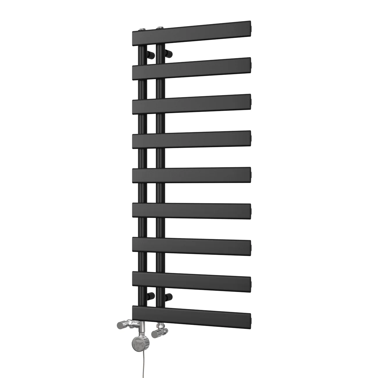 Agar - Black Dual Fuel Towel Rail H1156mm x W500mm Thermostatic - Image 2
