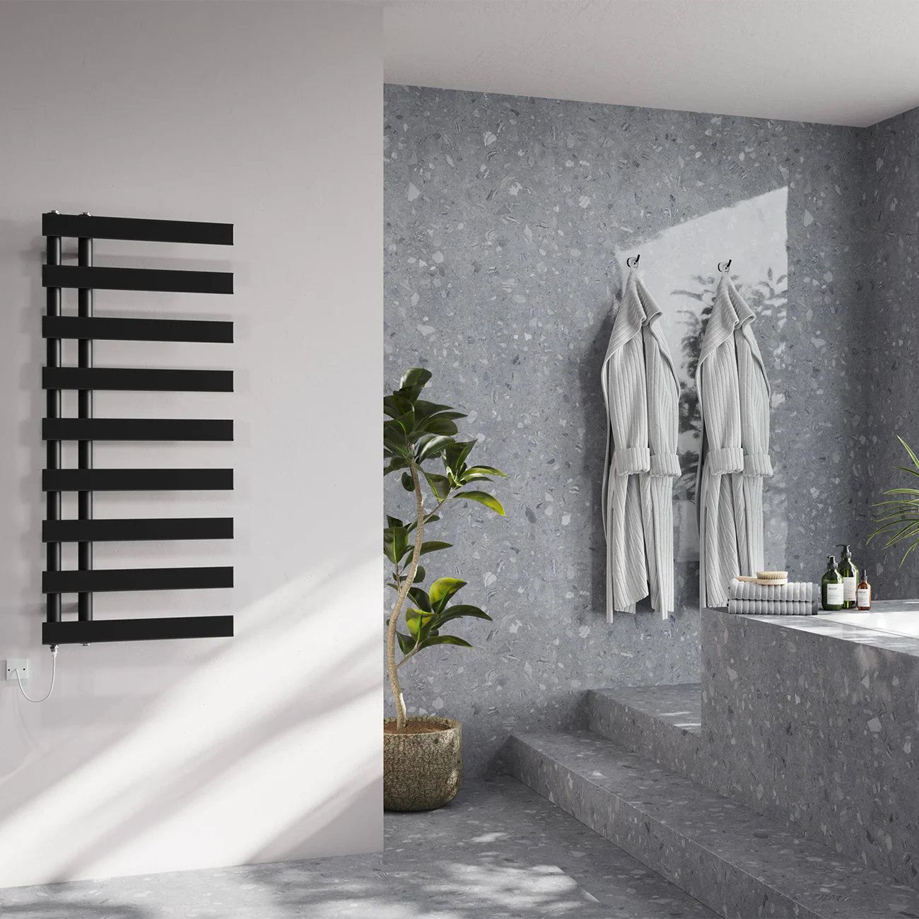 Agar - Black Electric Towel Rail H1156mm x W500mm 500w Standard - Image 3