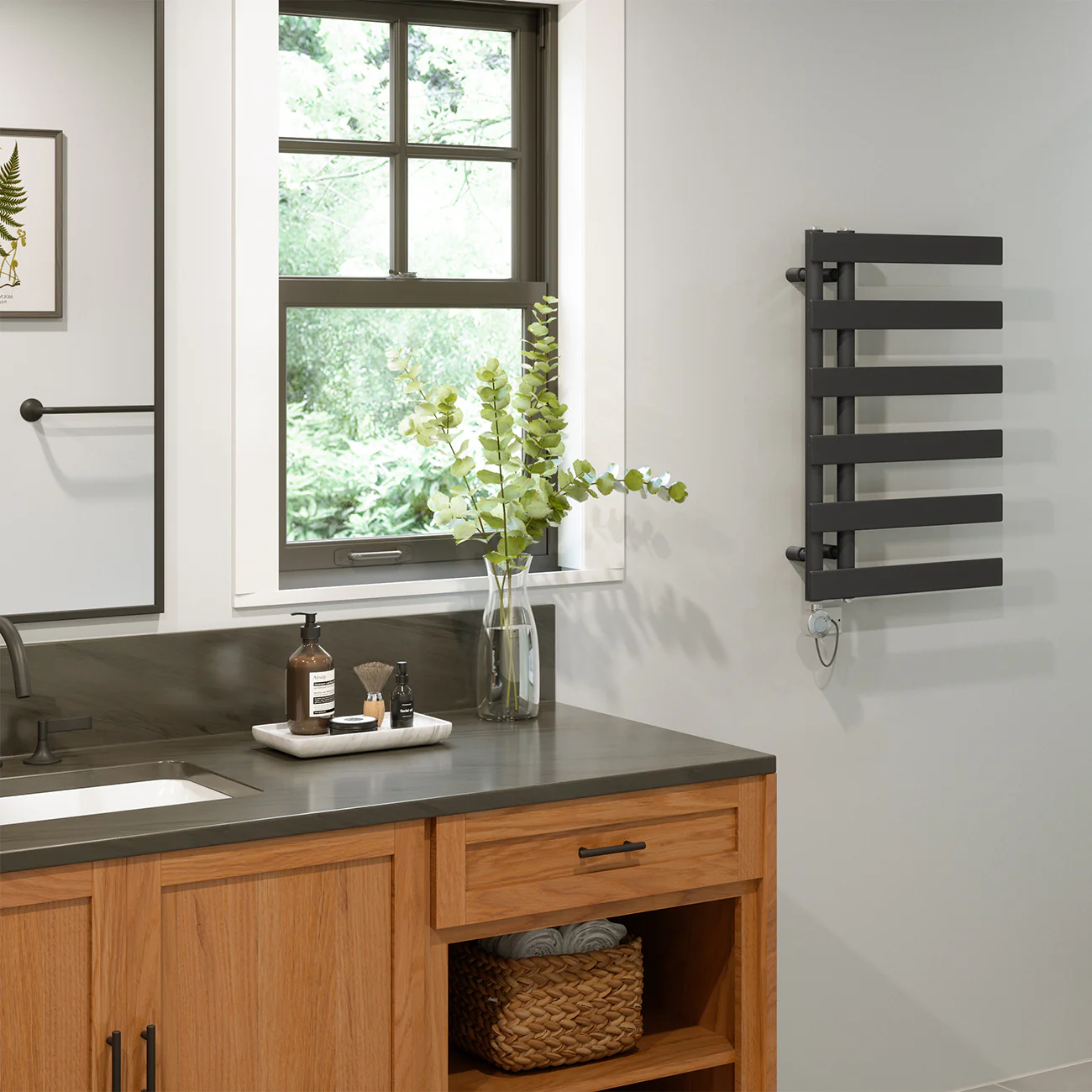 Agar - Black Electric Towel Rail H748mm x W500mm 300w Thermostatic - Image 2