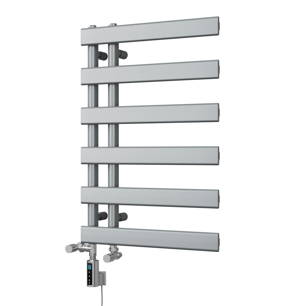 Agar - Silver Dual Fuel Towel Rail H748mm x W500mm Thermostatic WIFI - Image 2
