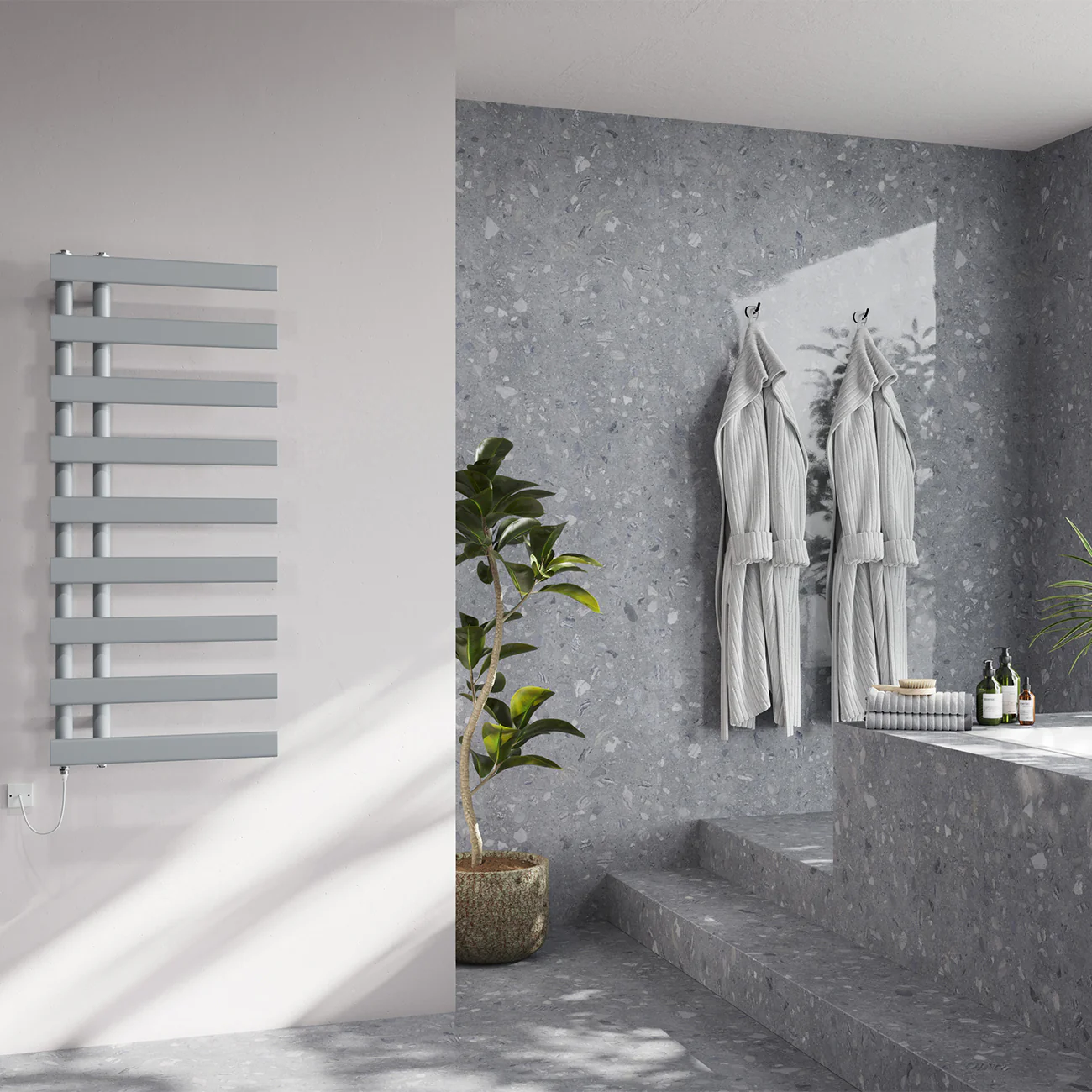 Agar - Silver Electric Towel Rail H1156mm x W500mm 500w Standard - Image 3