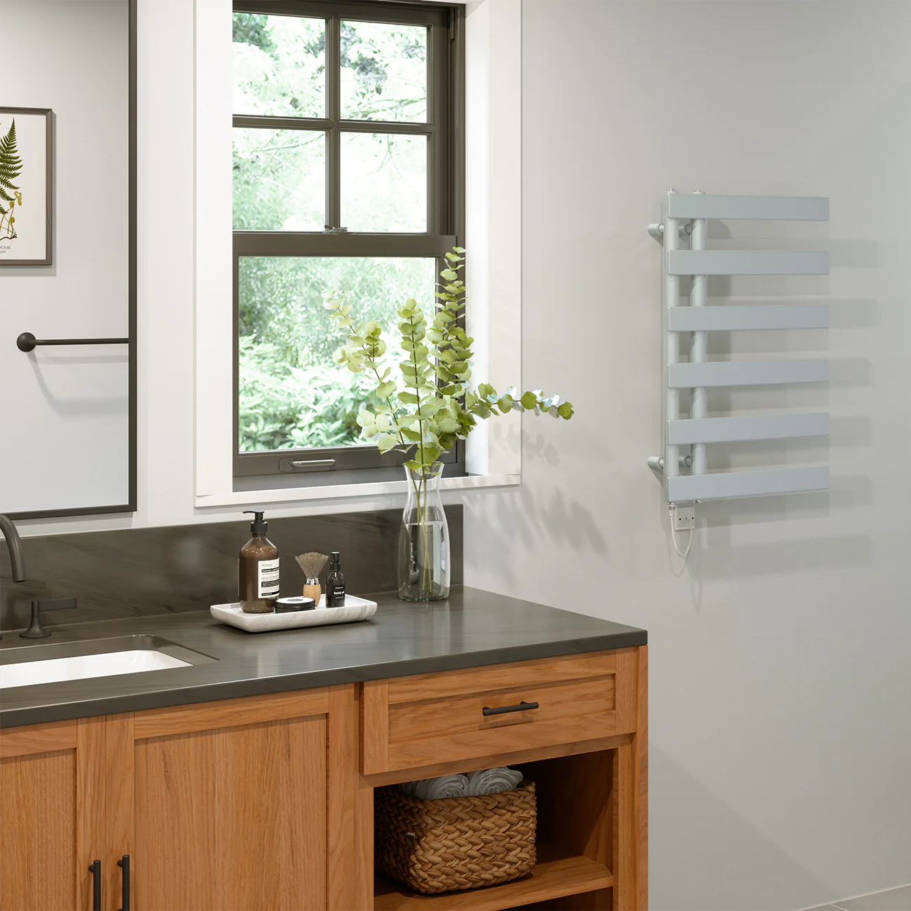 Agar - Silver Electric Towel Rail H748mm x W500mm 300w Standard - Image 3