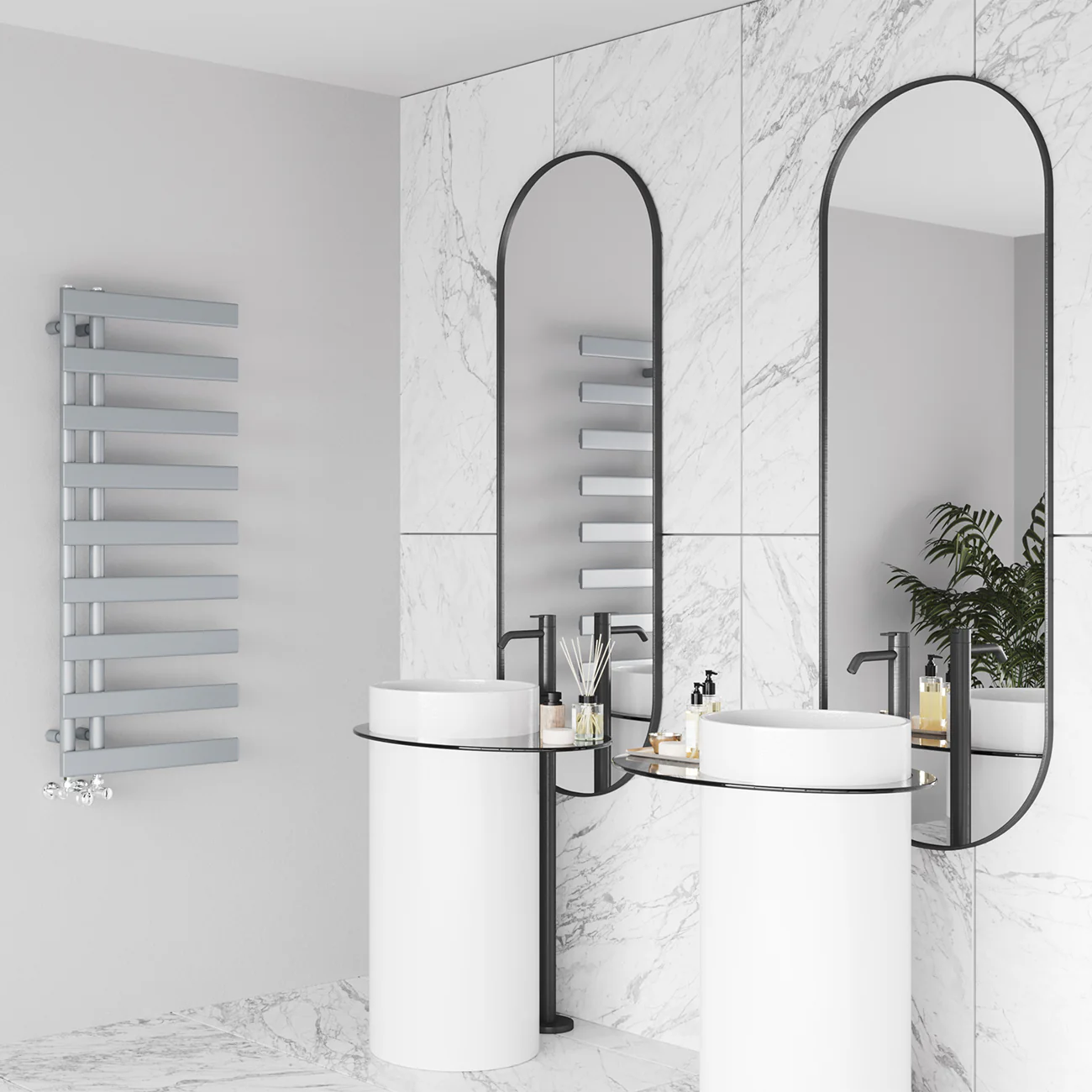 Agar - Silver Towel Radiator - H1156mm x W500mm - Image 3