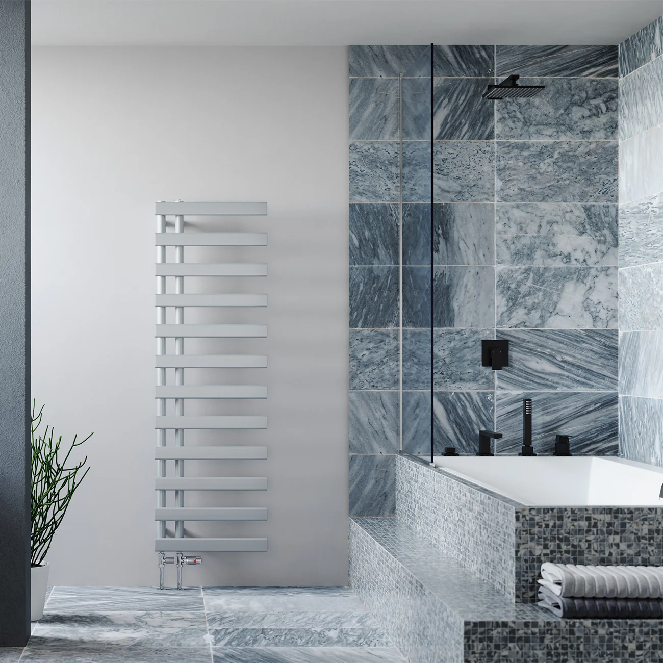Agar - Silver Towel Radiator - H1564mm x W500mm - Image 3