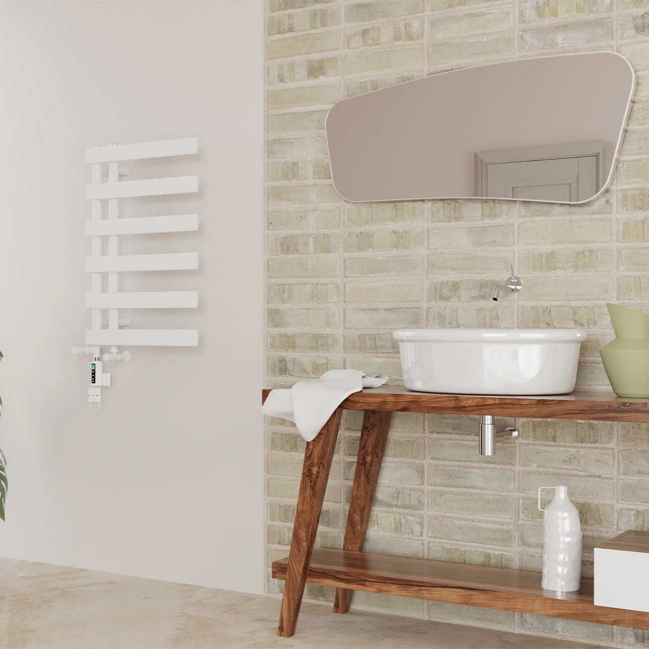 Agar - White Dual Fuel Towel Rail H748mm x W500mm Thermostatic WIFI - Image 3