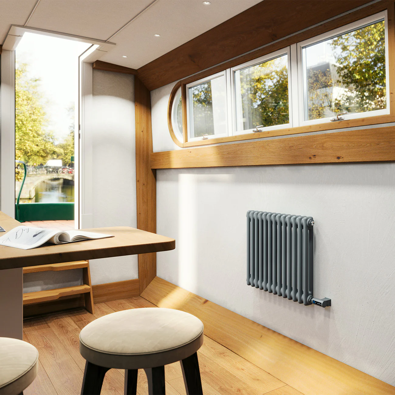 Alpha - Anthracite Column Electric Radiator H500mm x W592mm 2 Column 300w Thermostatic WIFI - Image 2