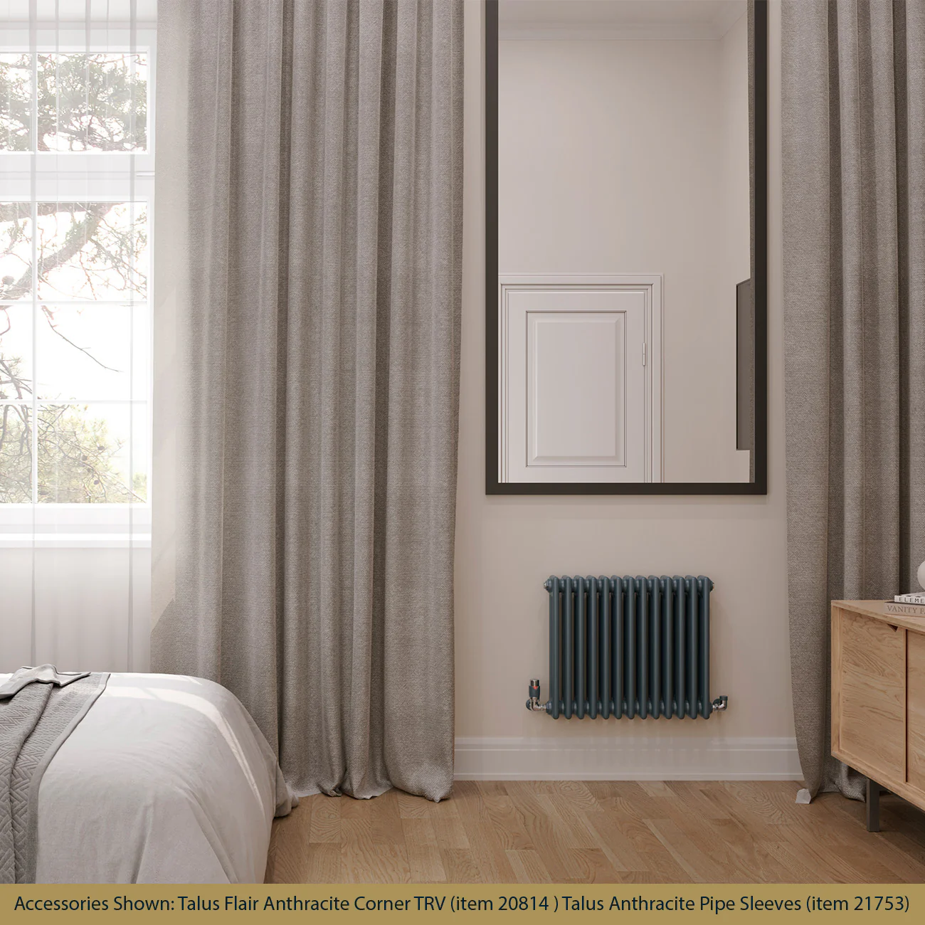Alpha - Anthracite Column Radiator H500mm x W599mm 3 Column - Feet Included - Image 2