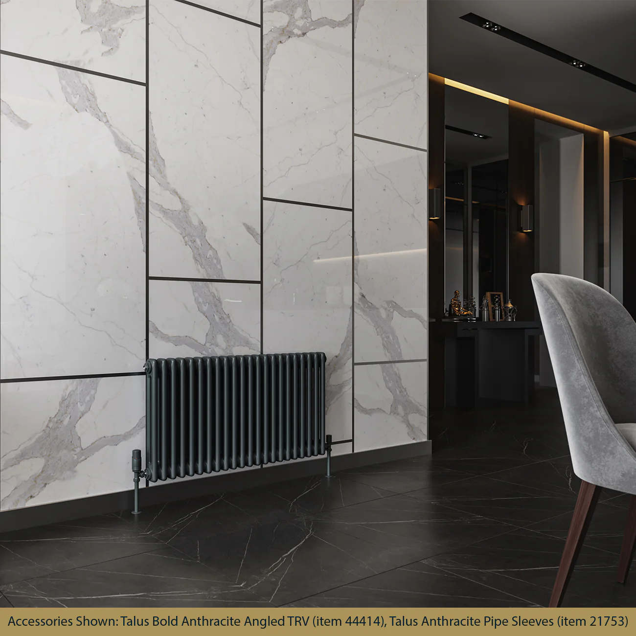 Alpha - Anthracite Column Radiator H500mm x W988mm 2 Column - Feet Included - Image 2
