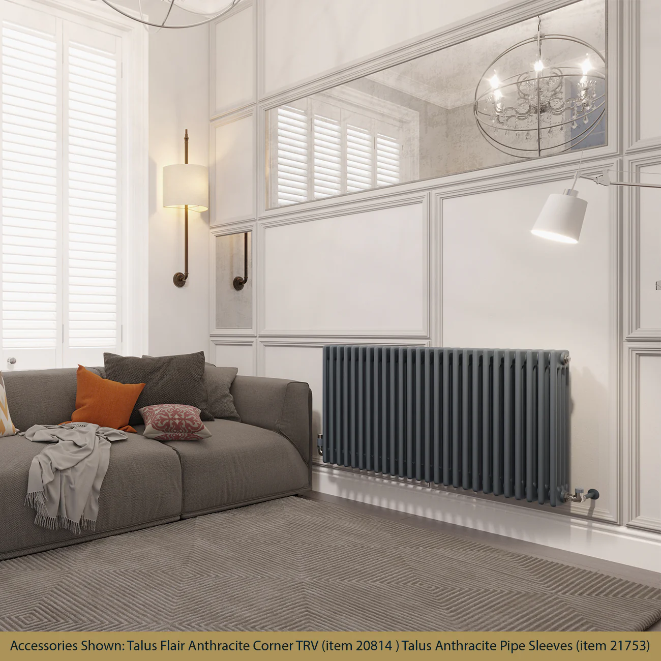 Alpha - Anthracite Column Radiator H600mm x W1164mm 4 Column - Image 2