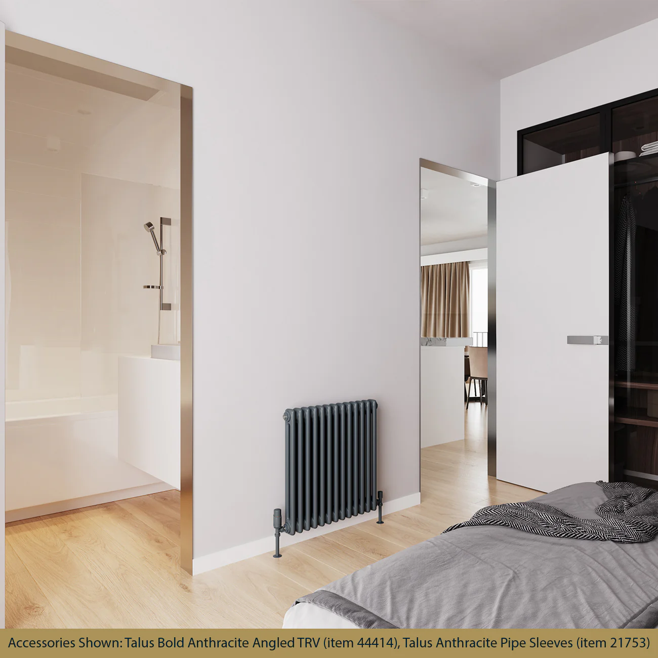 Alpha - Anthracite Column Radiator H600mm x W592mm 2 Column - Feet Included - Image 2