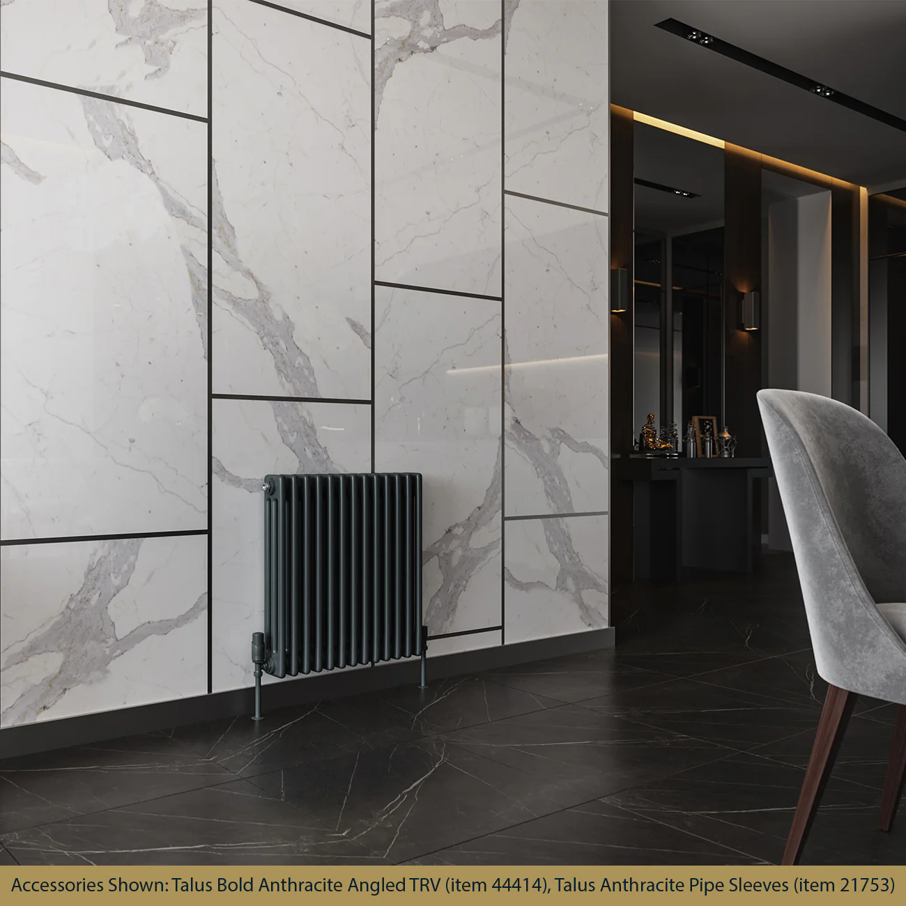 Alpha - Anthracite Column Radiator H600mm x W599mm 3 Column - Feet Included - Image 2