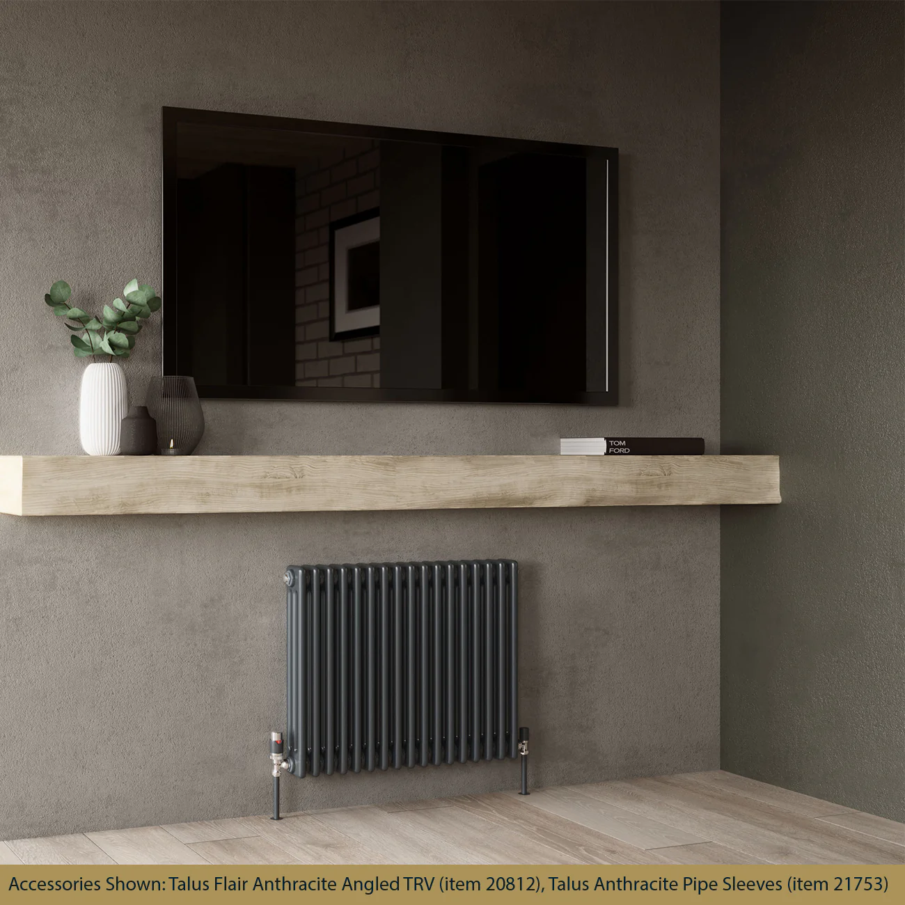 Alpha - Anthracite Column Radiator H600mm x W777mm 3 Column - Feet Included - Image 2