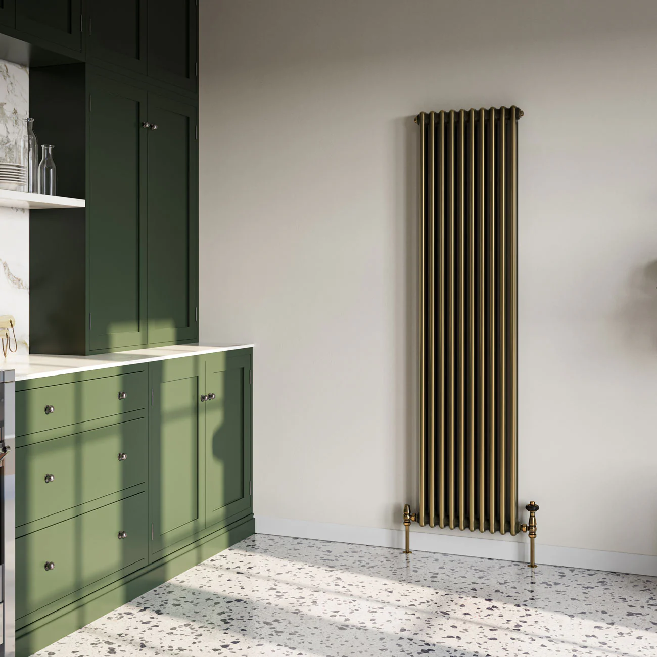 Alpha - Antique Brass Vertical Column Radiator H1800mm x W460mm 2 Column - Image 2