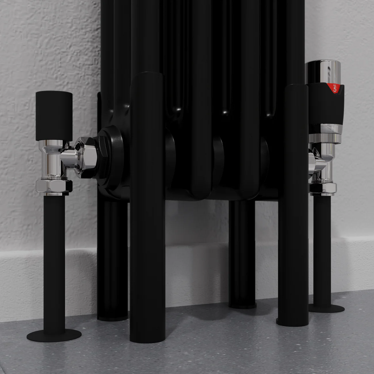 Alpha - Black Column Radiator H300mm x W1177mm 3 Column - Feet Included - Image 5