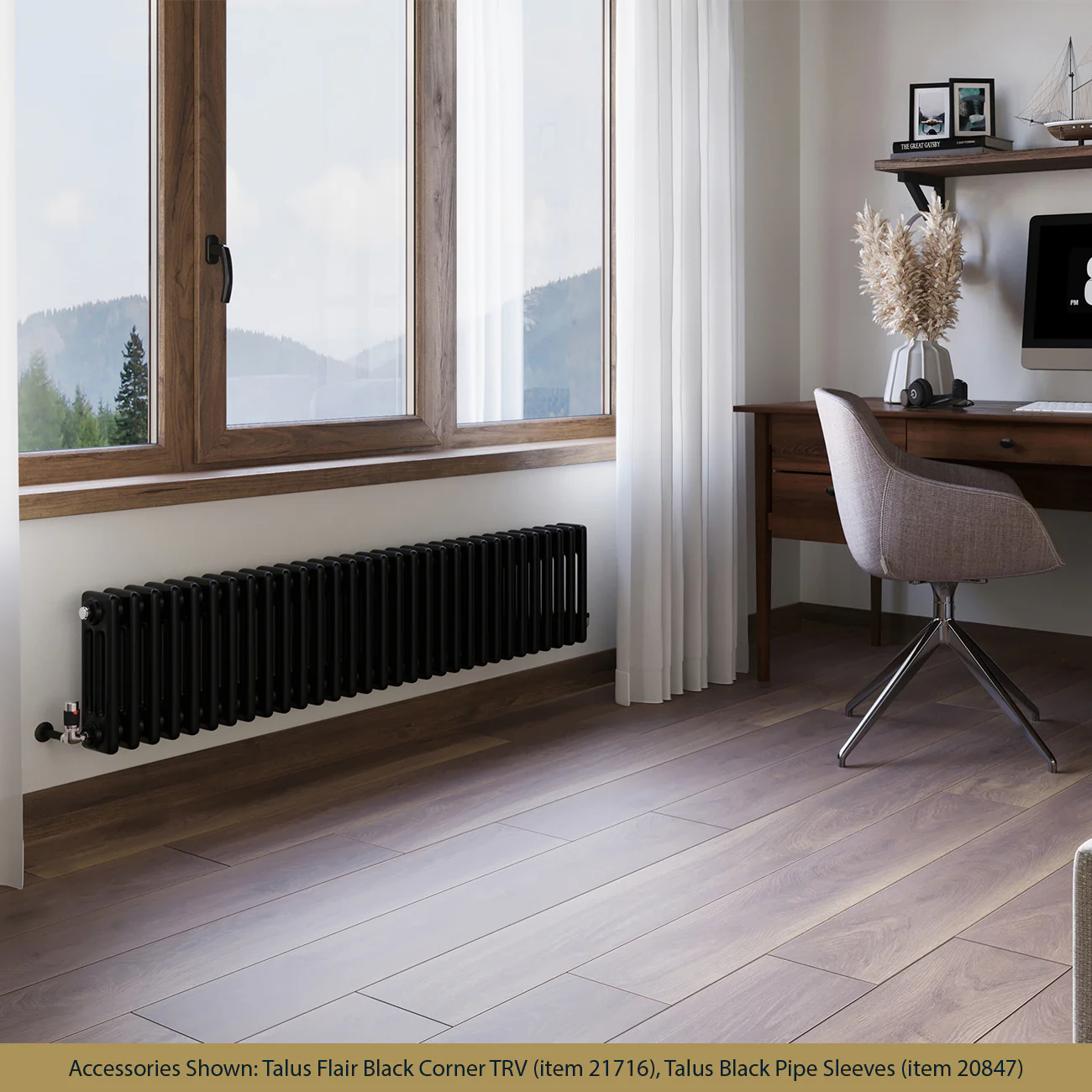 Alpha - Black Column Radiator H300mm x W1355mm 3 Column - Feet Included - Image 2
