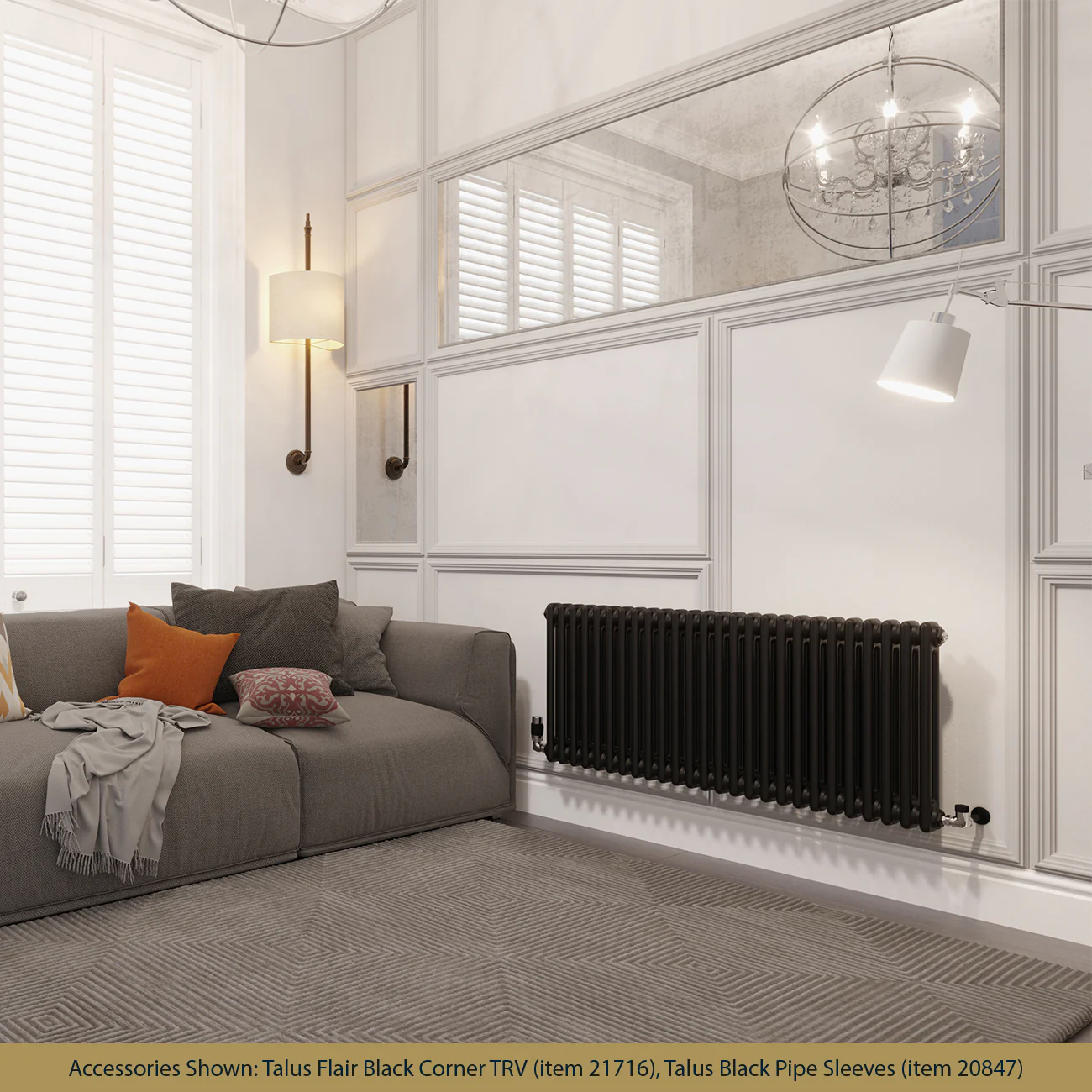 Alpha - Black Column Radiator H500mm x W1164mm 2 Column - Image 2