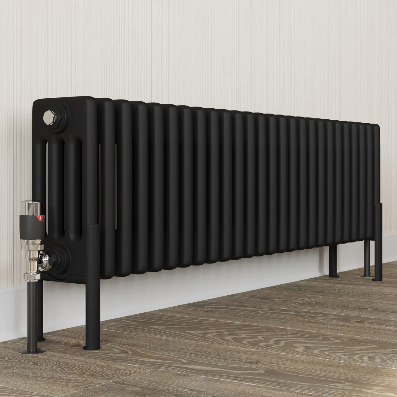 Alpha - Black Column Radiator H500mm x W599mm 3 Column - Feet Included - Image 5