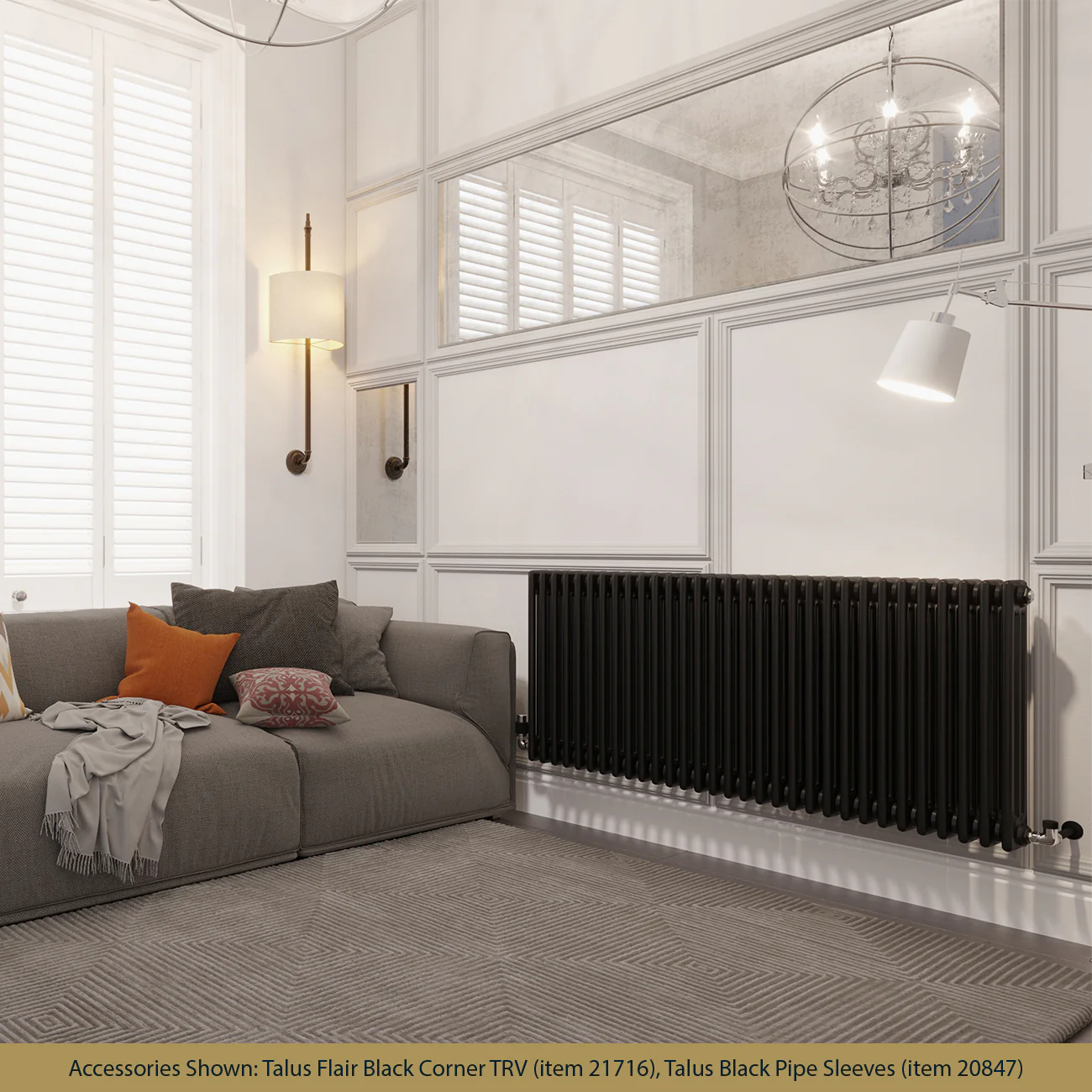 Alpha - Black Column Radiator H600mm x W1355mm 3 Column - Image 2