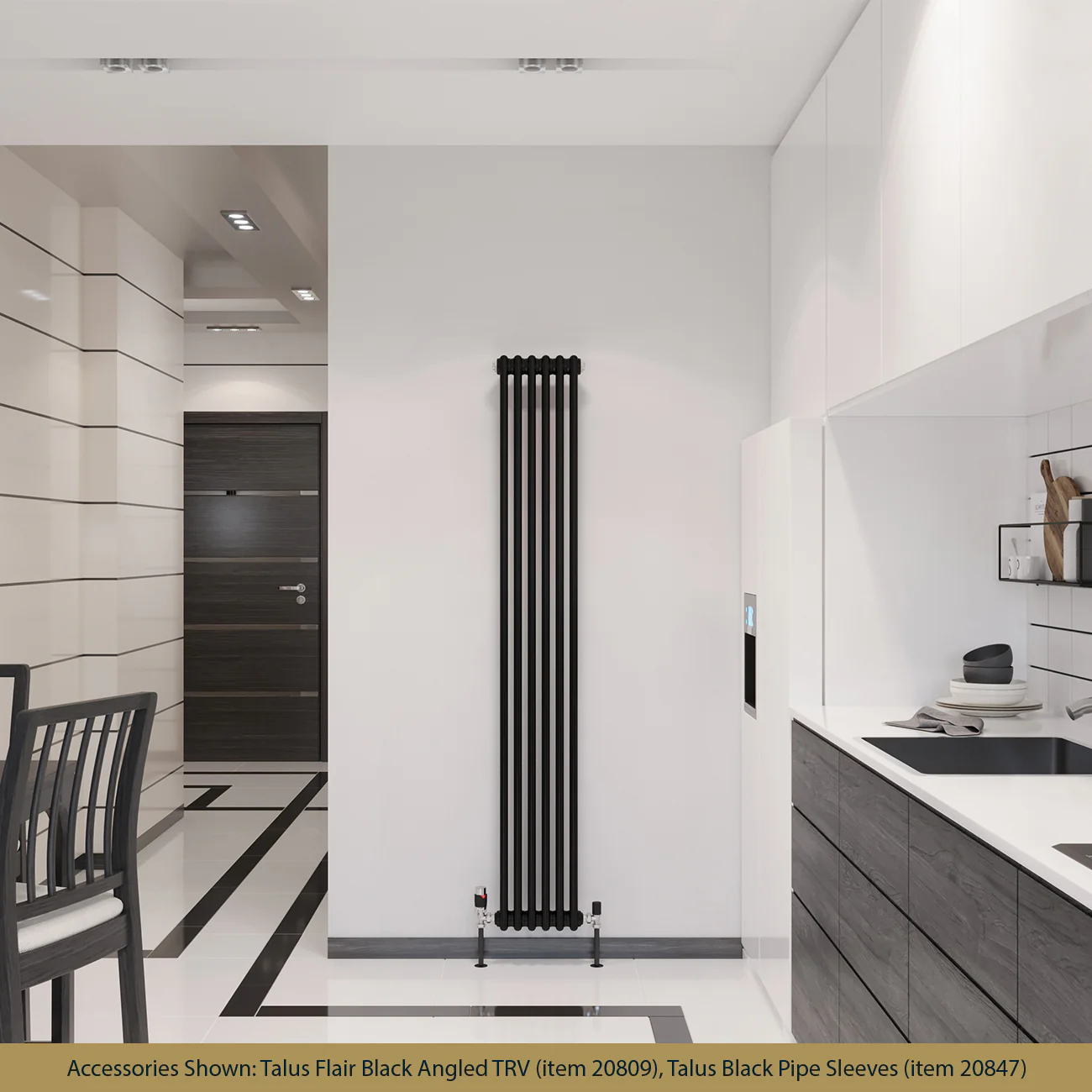 Alpha - Black Vertical Column Radiator H1800mm x W284mm 2 Column - Image 2