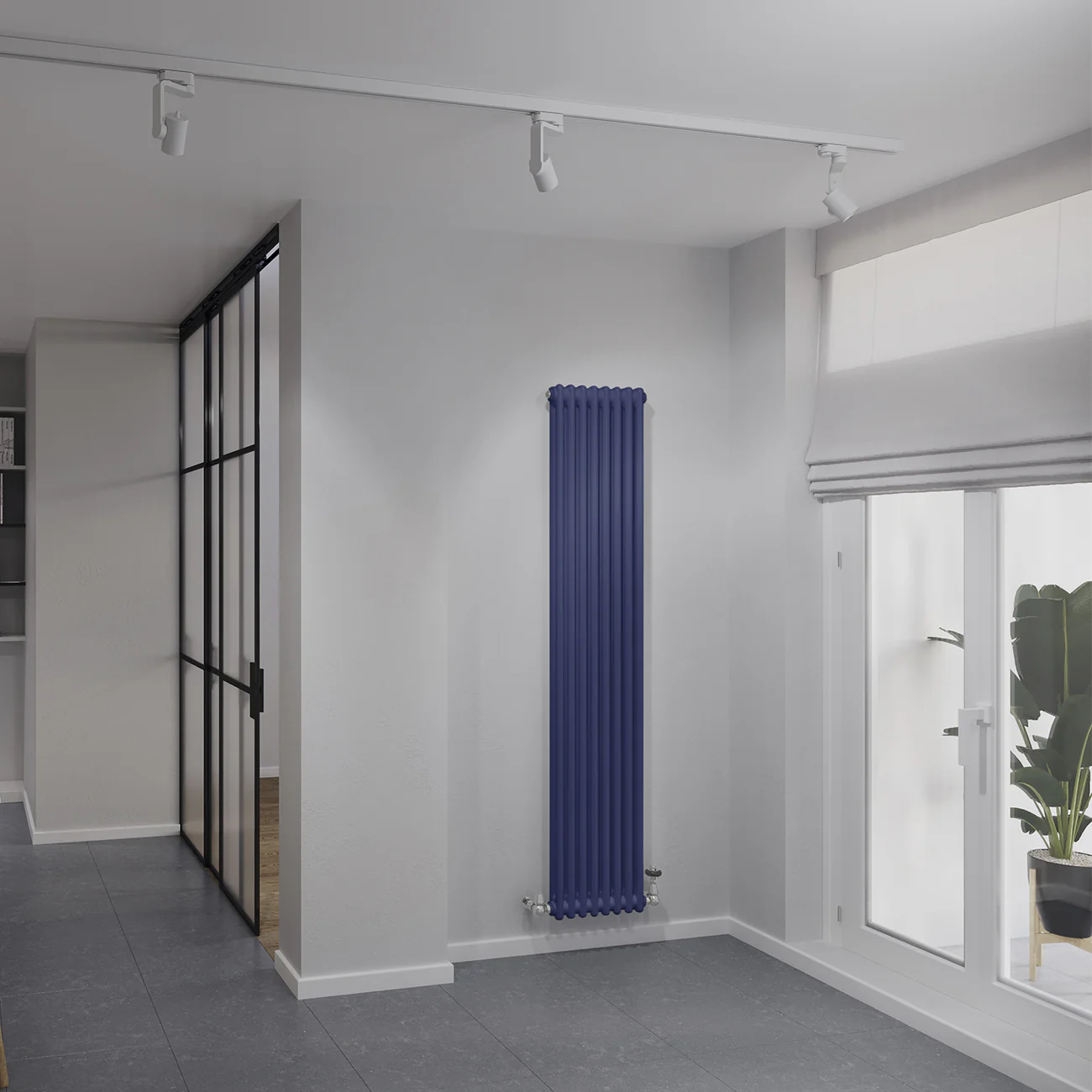 Alpha - Cobalt Blue Vertical Column Radiator H1800mm x W372mm 2 Column - Image 2
