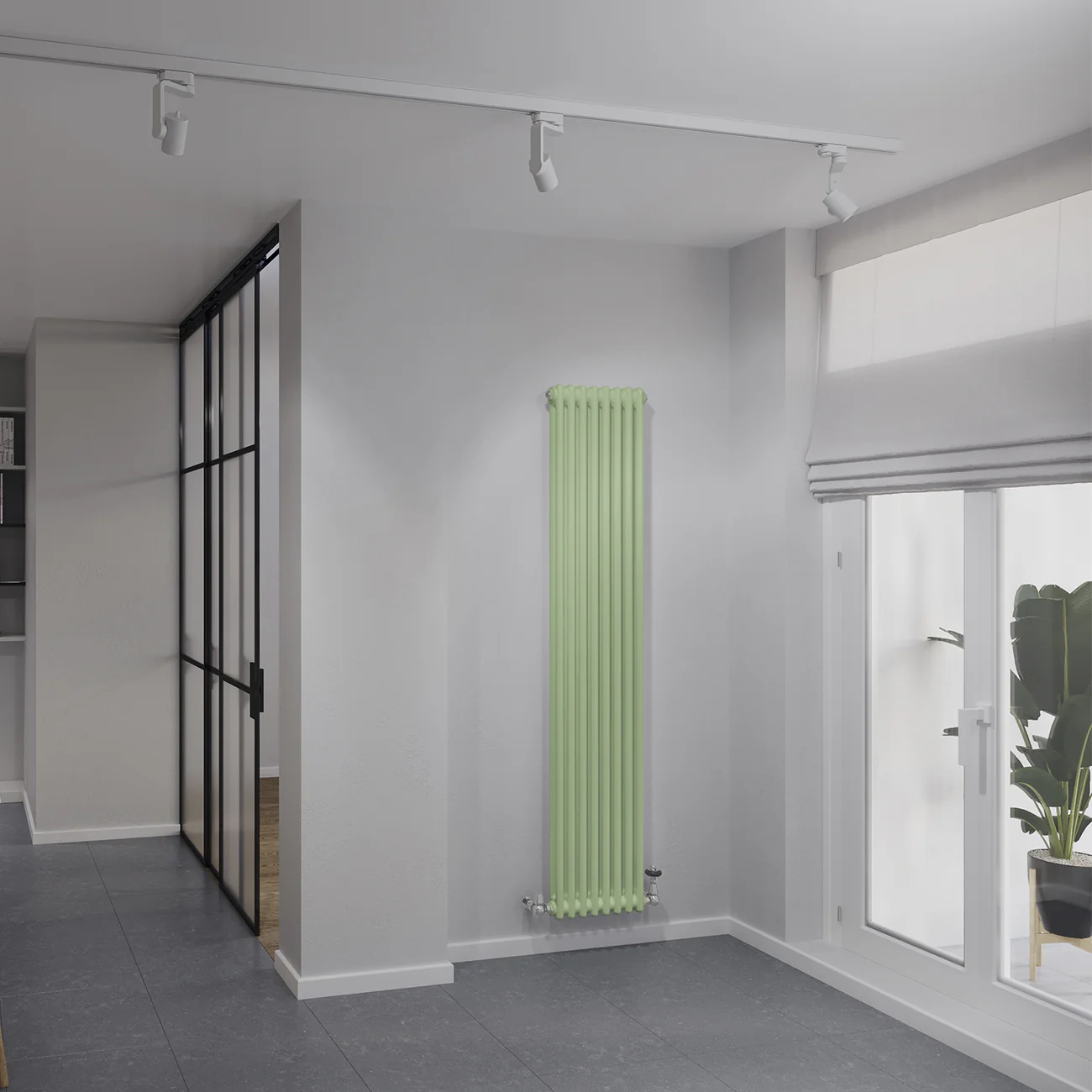 Alpha - Pale Green Vertical Column Radiator H1800mm x W372mm 2 Column - Image 2