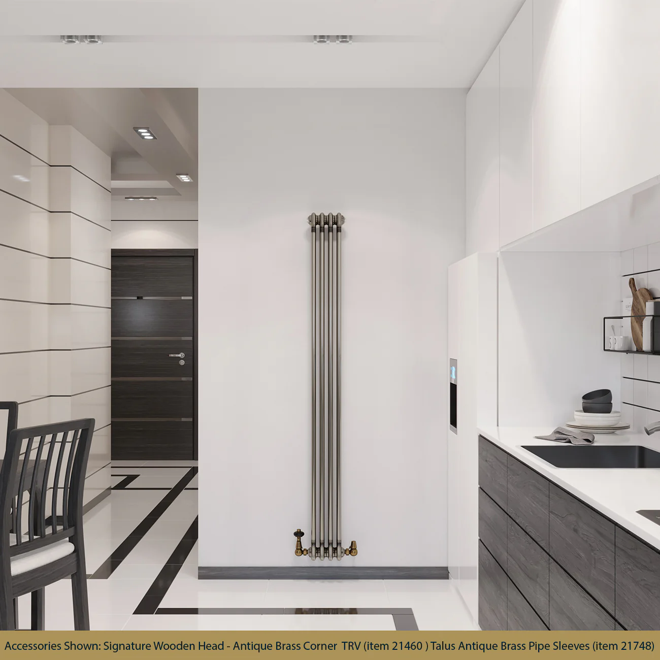 Alpha - Raw Metal Vertical Column Radiator H1800mm x W198mm 3 Column - Feet Included - Image 2