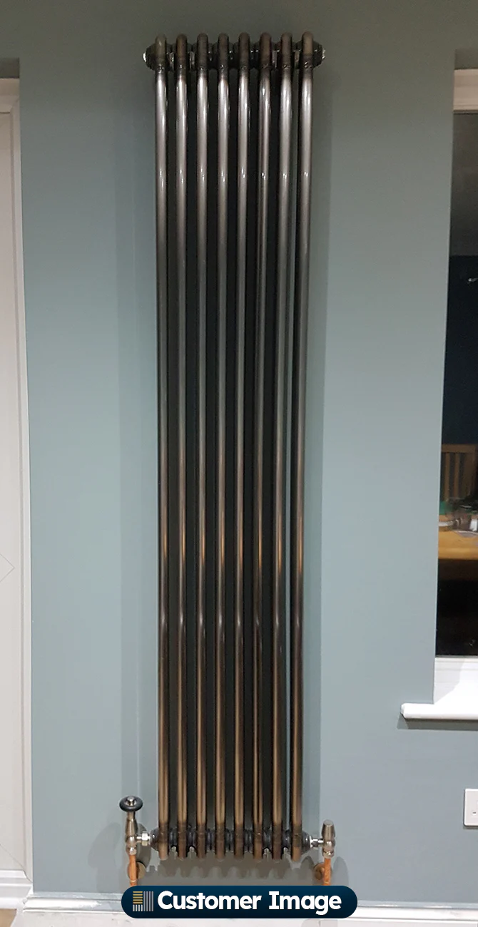 Alpha - Raw Metal Vertical Column Radiator H1800mm x W372mm 2 Column - Feet Included - Image 10