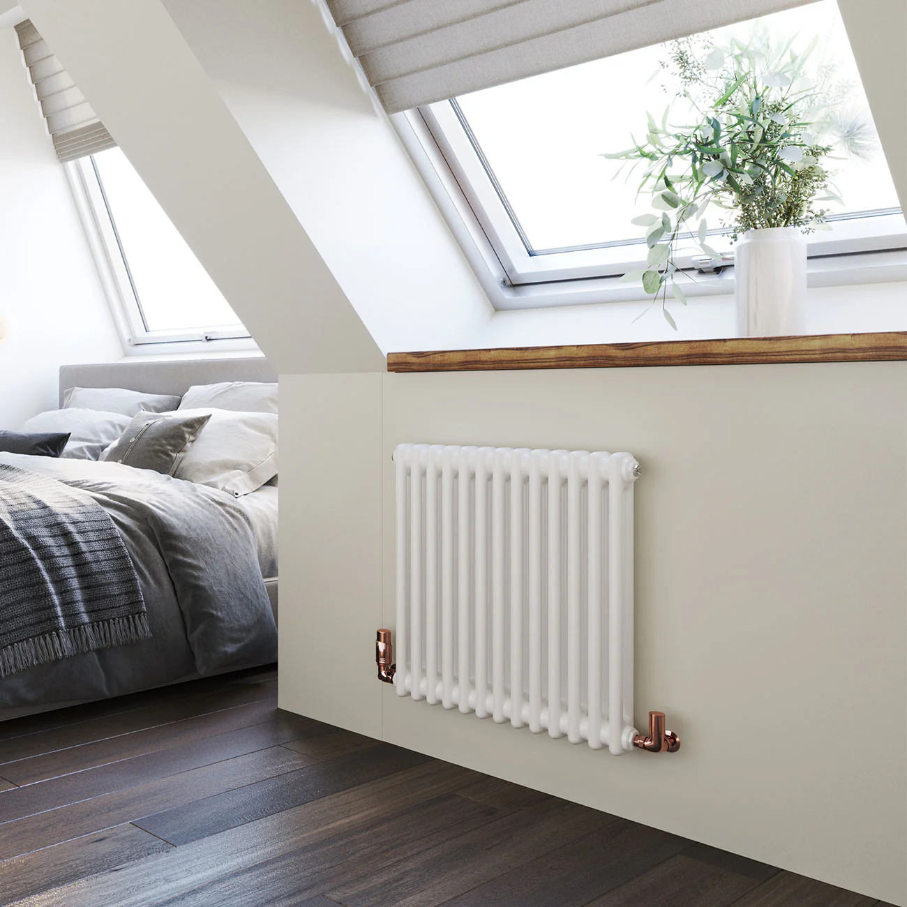 Alpha - White Column Radiator H600mm x W592mm 2 Column - Feet Included - Image 2