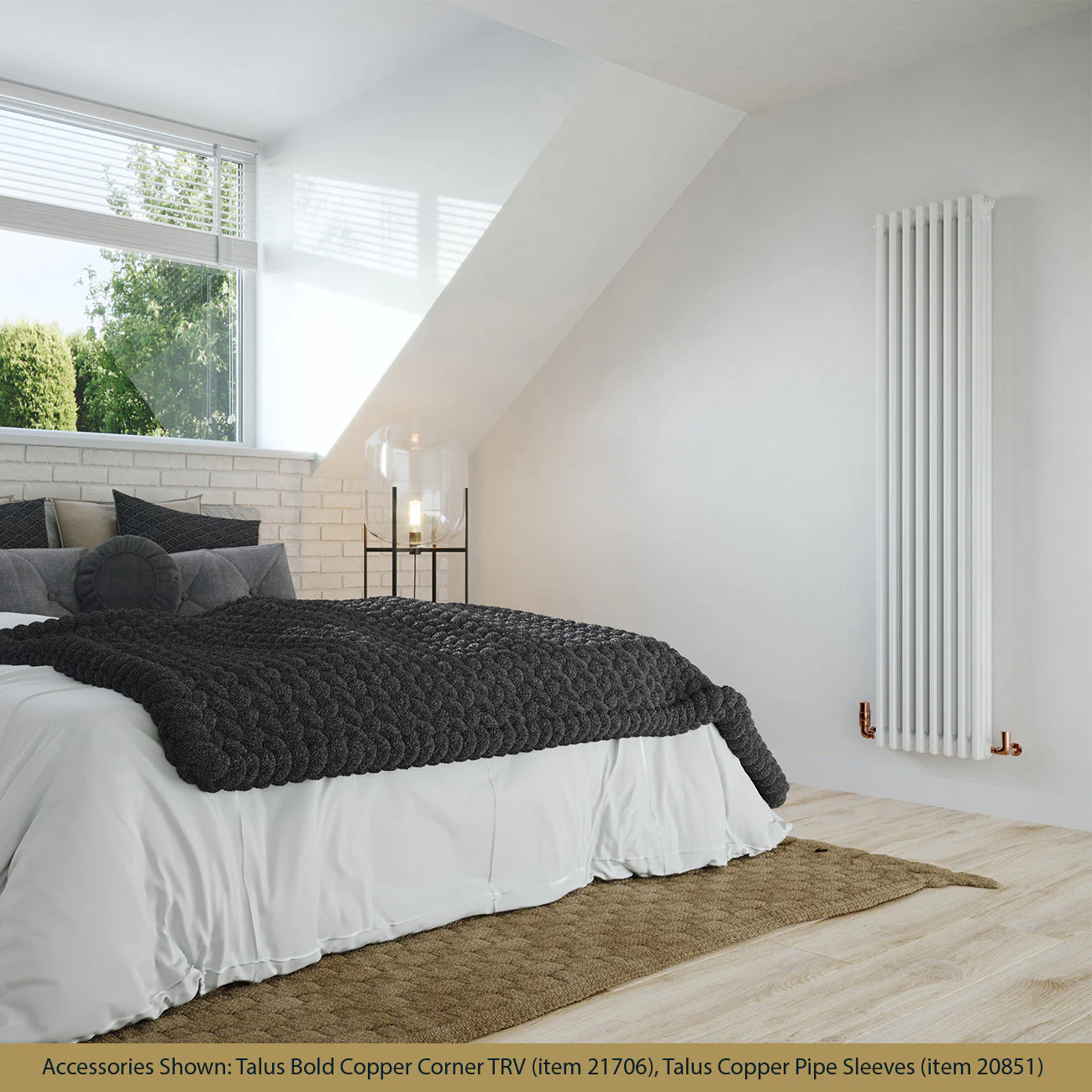 Alpha - White Vertical Column Radiator H1800mm x W376mm 3 Column - Feet Included - Image 2