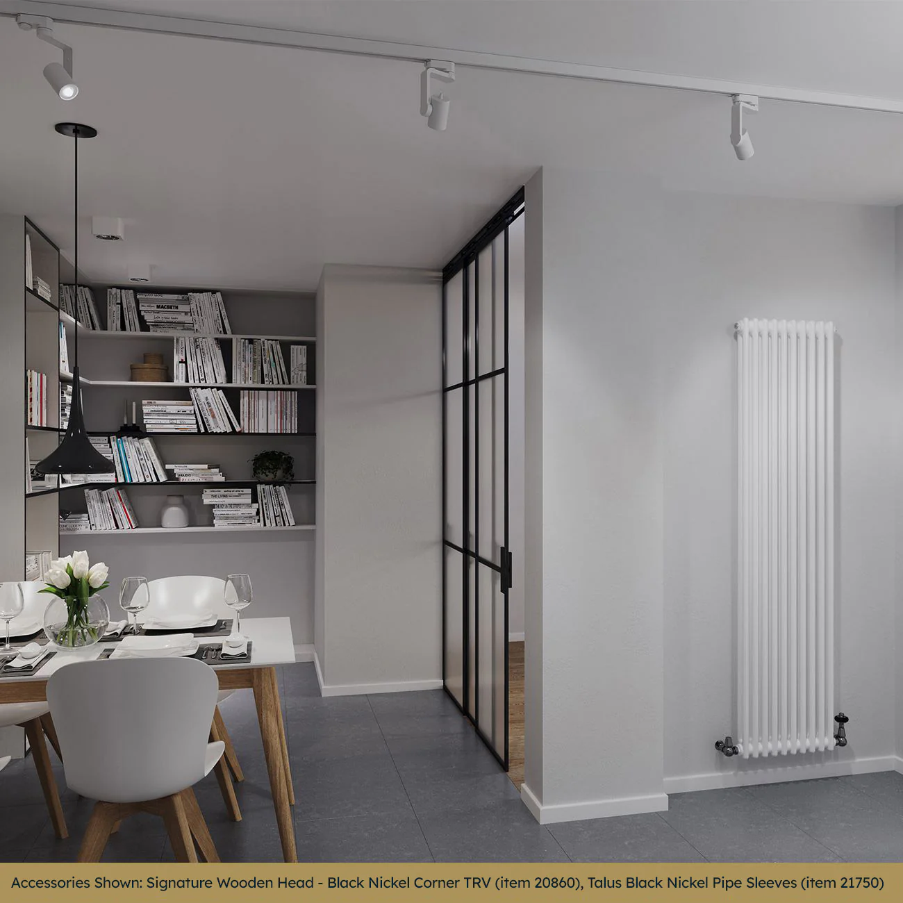 Alpha - White Vertical Column Radiator H1800mm x W460mm 2 Column - Feet Included - Image 2