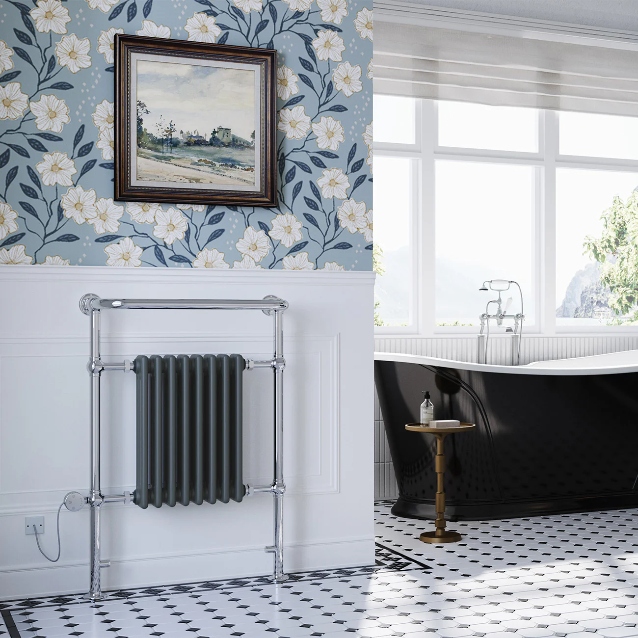 Arundel - Anthracite Traditional Electric Towel Rail H963mm x W673mm 600w Thermostatic - Image 3