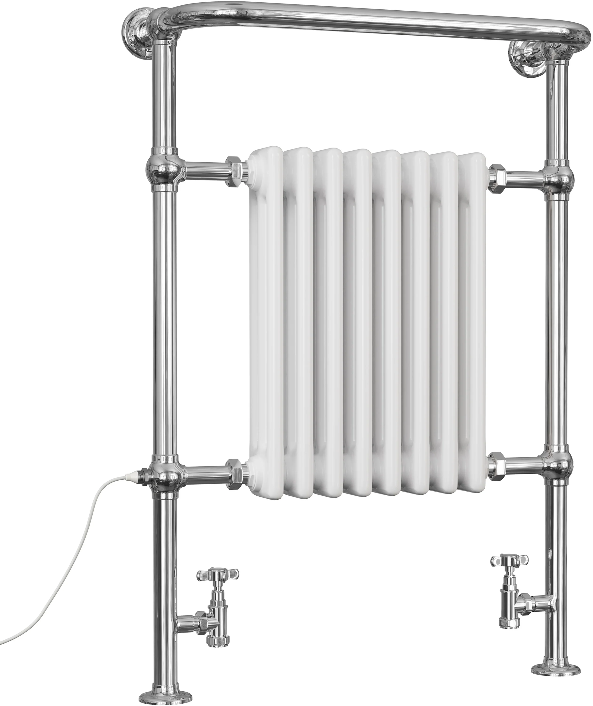 Arundel - White Traditional Dual Fuel Towel Rail H963mm x W673mm Standard - Floor Standing