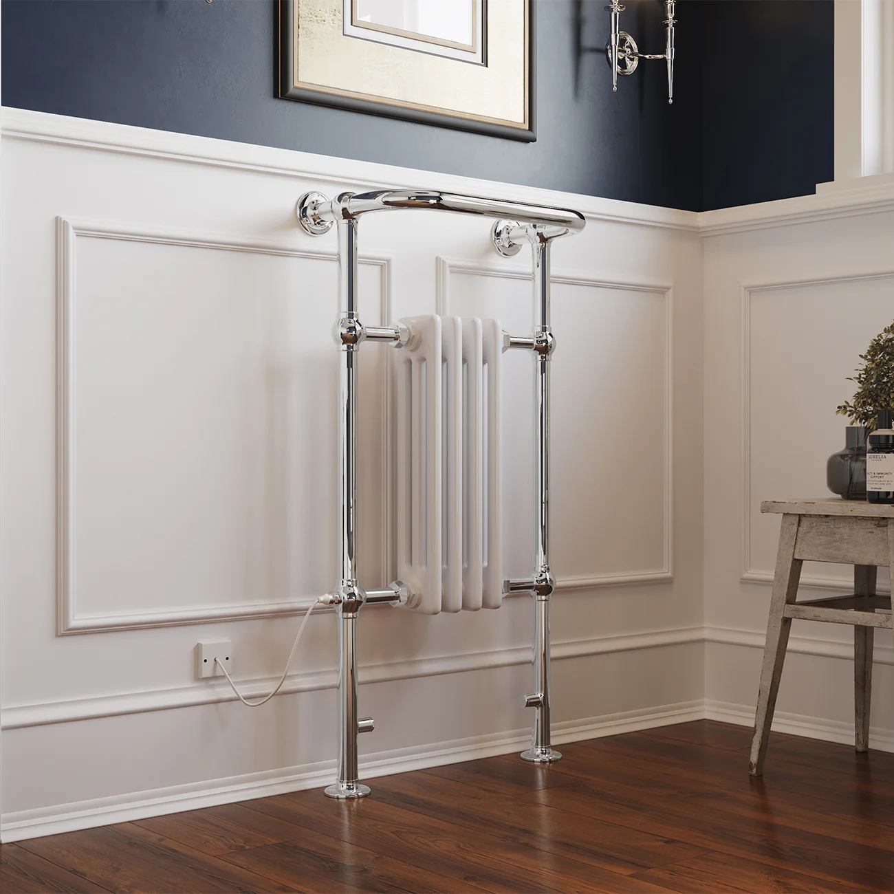 Arundel - White Traditional Electric Towel Rail H963mm x W493mm 300w Standard - Image 2