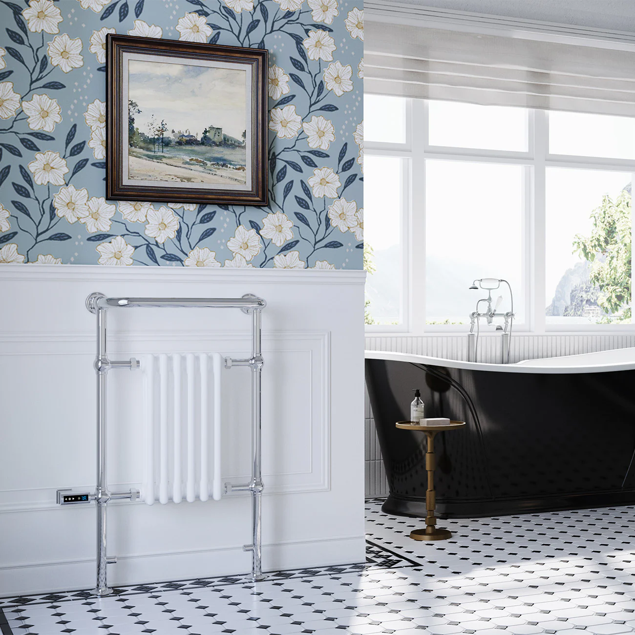 Arundel - White Traditional Electric Towel Rail H963mm x W583mm 300w Thermostatic WIFI - Image 2