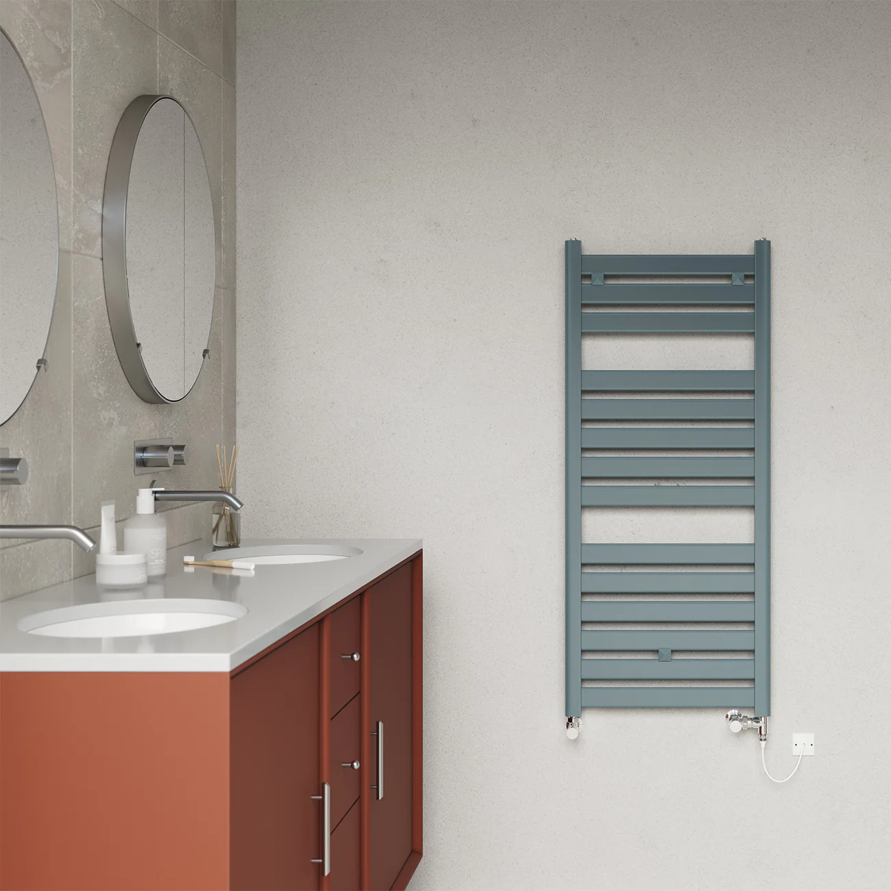 Capri - Anthracite Dual Fuel Towel Rail H1147mm x W500mm Standard - Straight - Image 3