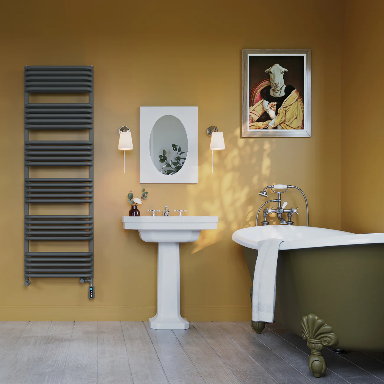 Crossmoor - Anthracite Dual Fuel Towel Rail H1533mm x W500mm Thermostatic WIFI - Image 3