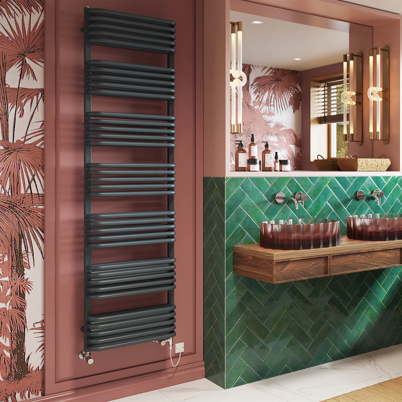 Crossmoor - Anthracite Dual Fuel Towel Rail H1800mm x W500mm Standard - Image 3