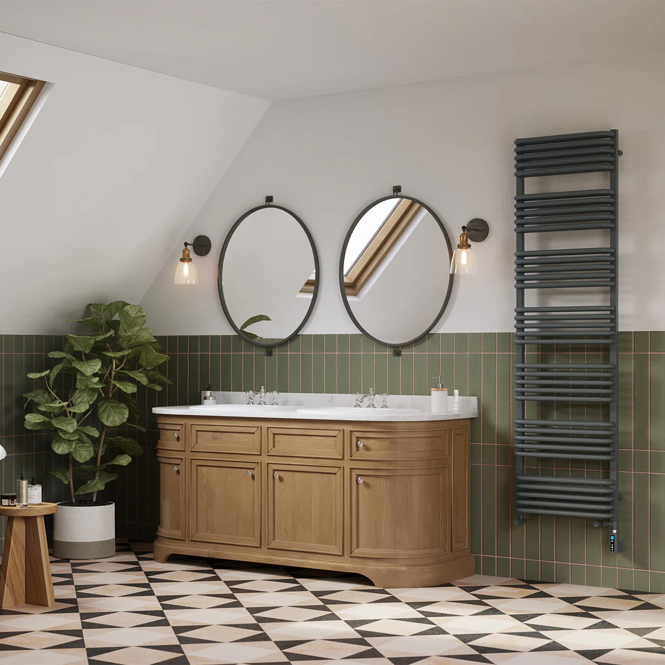 Crossmoor - Anthracite Dual Fuel Towel Rail H1800mm x W500mm Thermostatic WIFI - Image 3