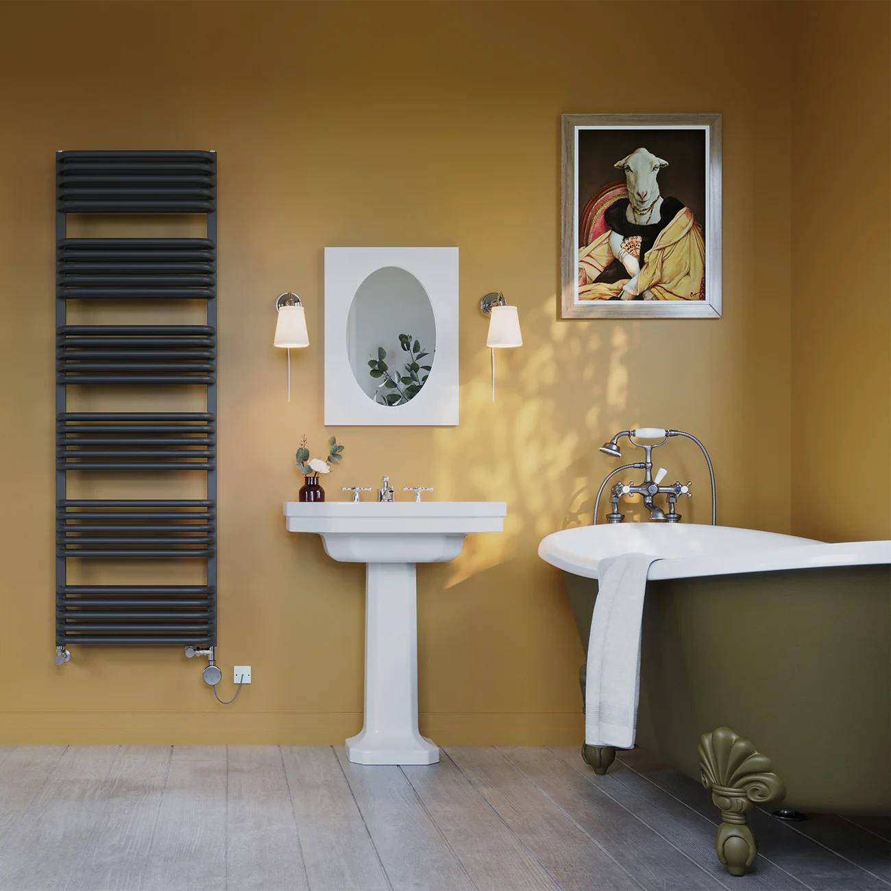 Crossmoor - Black Dual Fuel Towel Rail H1533mm x W500mm Thermostatic - Image 3