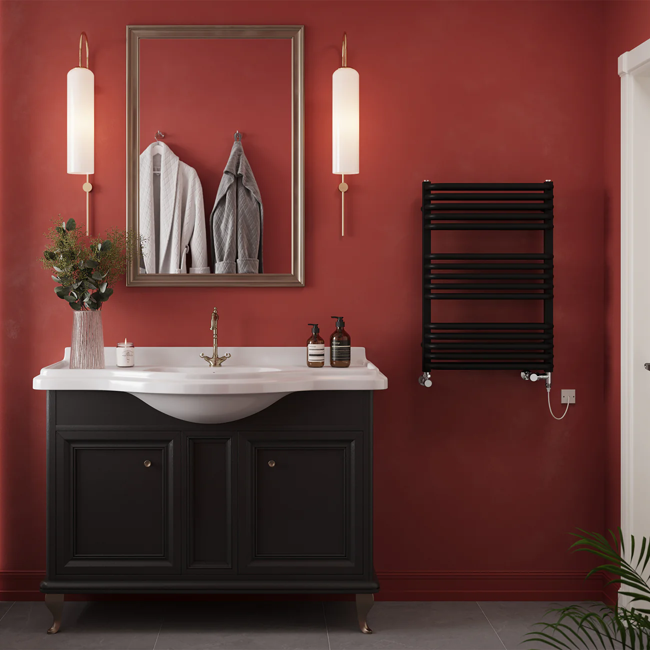Crossmoor - Black Dual Fuel Towel Rail H736mm x W500mm Standard - Image 3