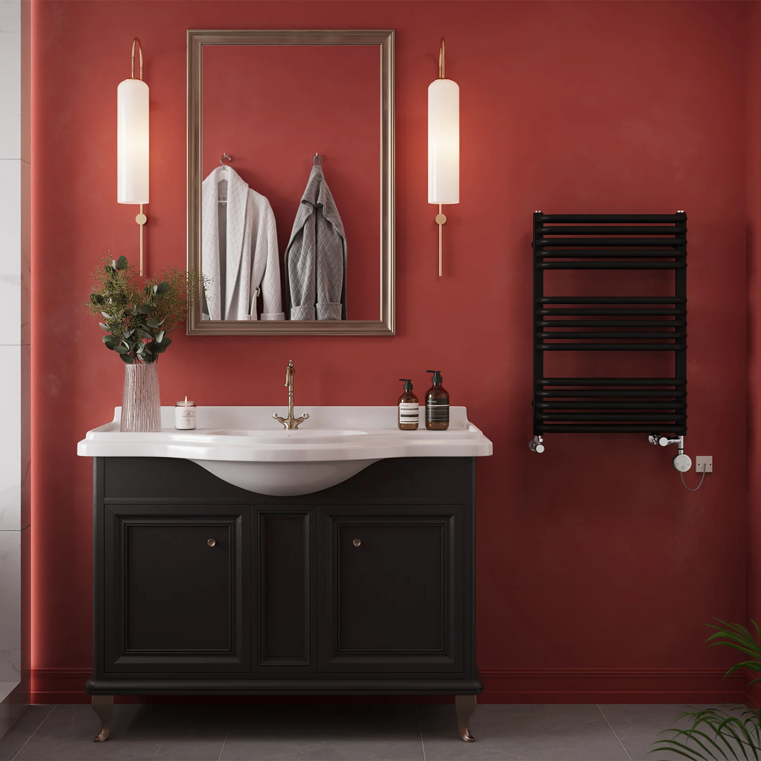 Crossmoor - Black Dual Fuel Towel Rail H736mm x W500mm Thermostatic - Image 3