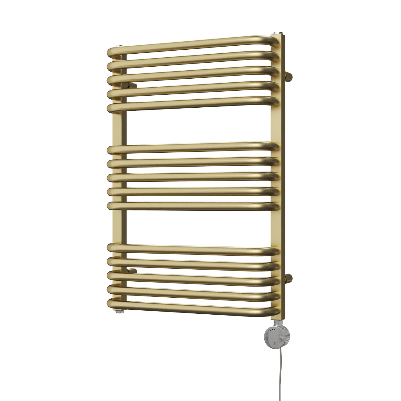 Crossmoor - Brushed Brass Electric Towel Rail H736mm x W500mm 400w Thermostatic