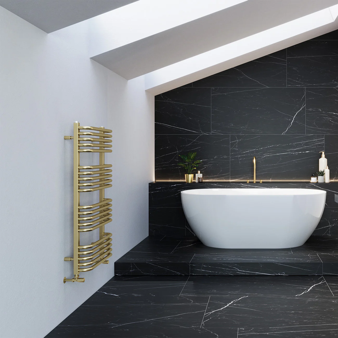 Crossmoor - Brushed Gold Towel Radiator - H1000mm x W500mm - Image 3