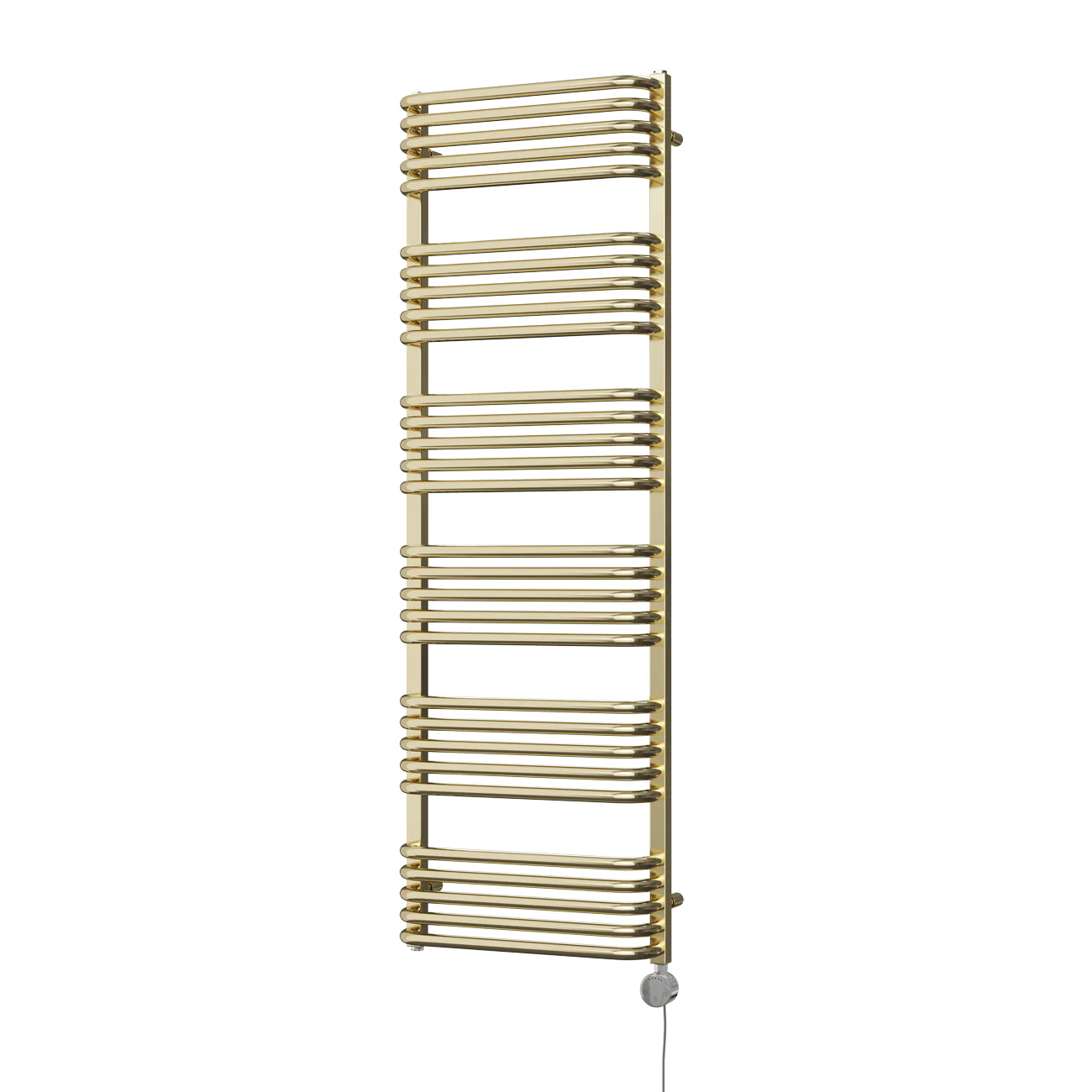 Crossmoor - Polished Brass Electric Towel Rail H1533mm x W500mm 700w Thermostatic