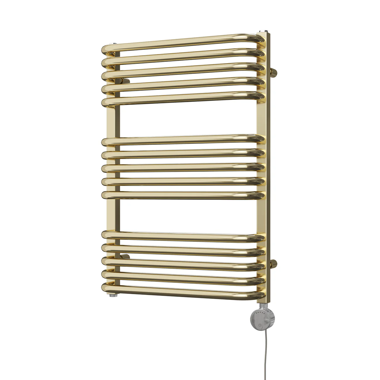Crossmoor - Polished Brass Electric Towel Rail H736mm x W500mm 400w Thermostatic