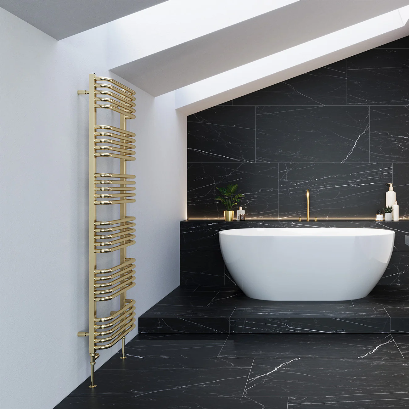 Crossmoor - Polished Brass Towel Radiator - H1533mm x W500mm - Image 3