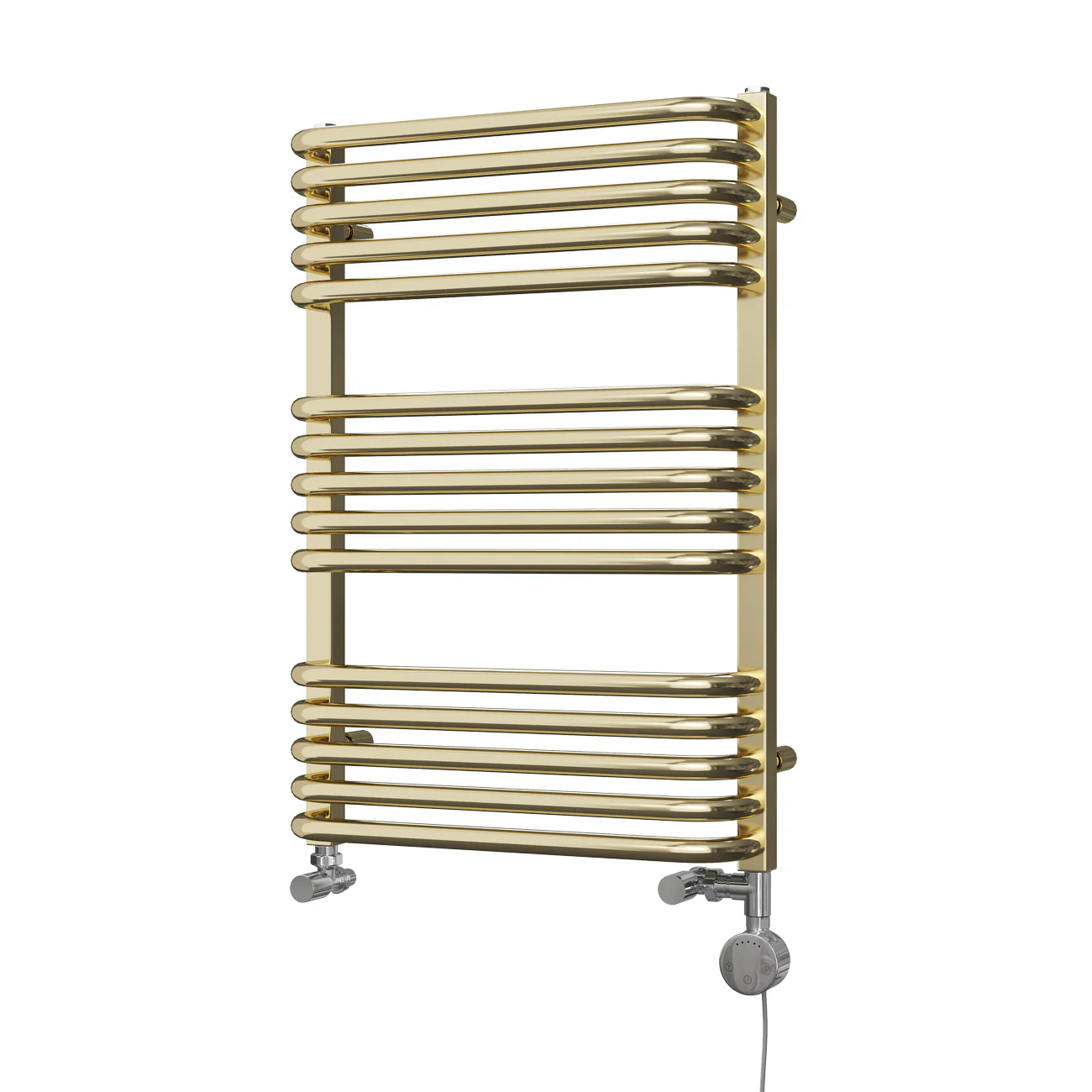 Crossmoor - Polished Gold Dual Fuel Towel Rail H736mm x W500mm Thermostatic - Image 2