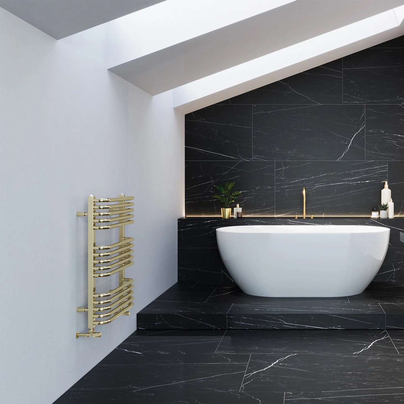 Crossmoor - Polished Gold Towel Radiator - H736mm x W500mm - Image 3